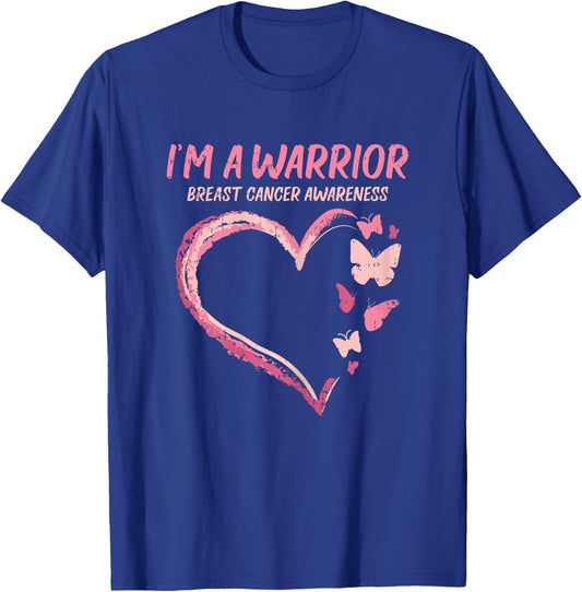 Warrior Heart Butterfly Breast Cancer Awareness Women Gift T-Shirt - T-Shirt | Royal