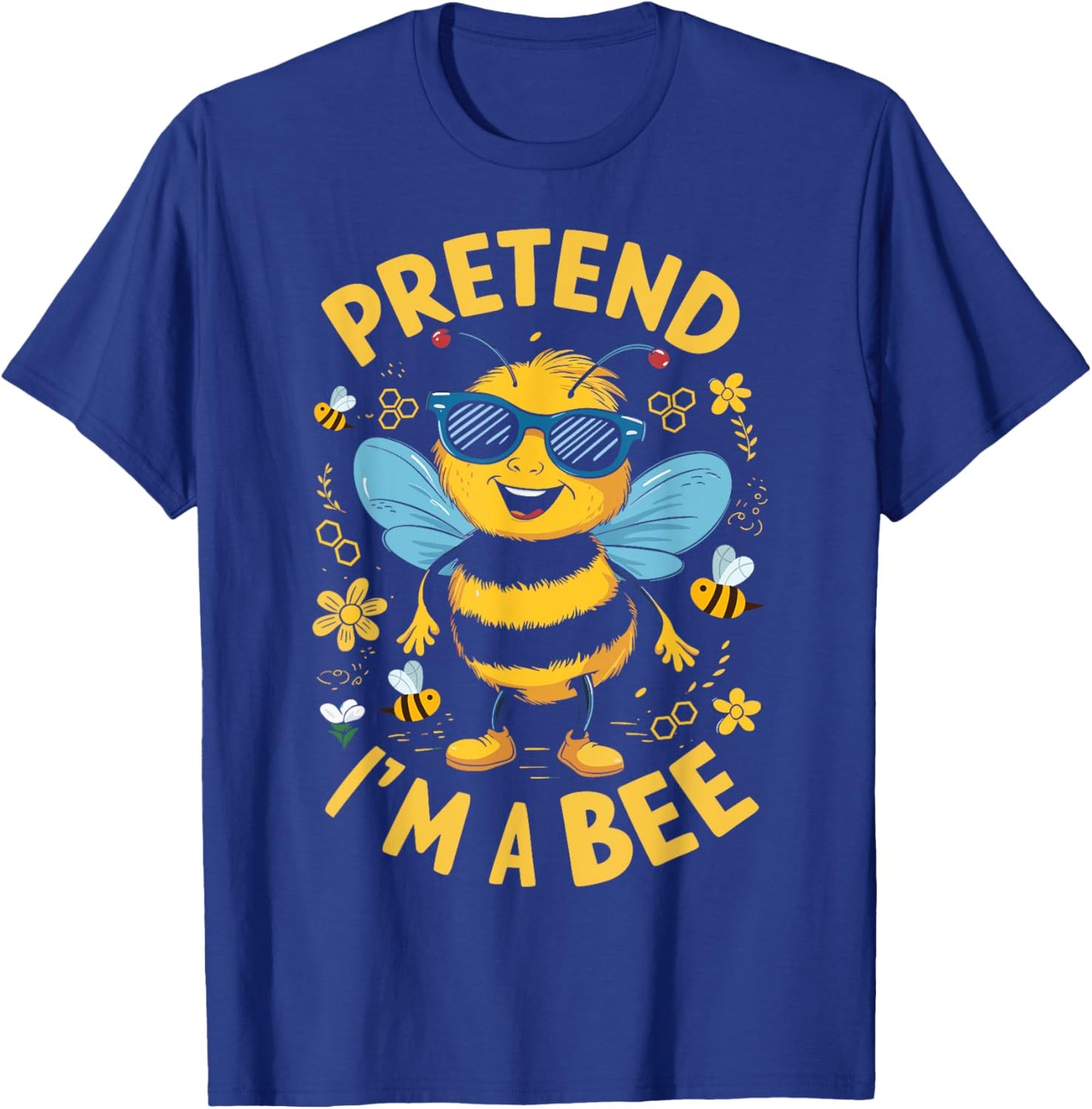 Pretend I'm A Bee Funny Lazy Halloween Matching Costume T-Shirt - T-Shirt | Royal
