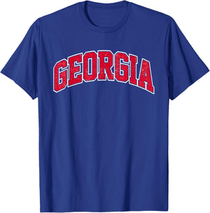 Georgia GA Vintage Varsity Style Sports Gift Men Women Girls T-Shirt - T-Shirt | Royal