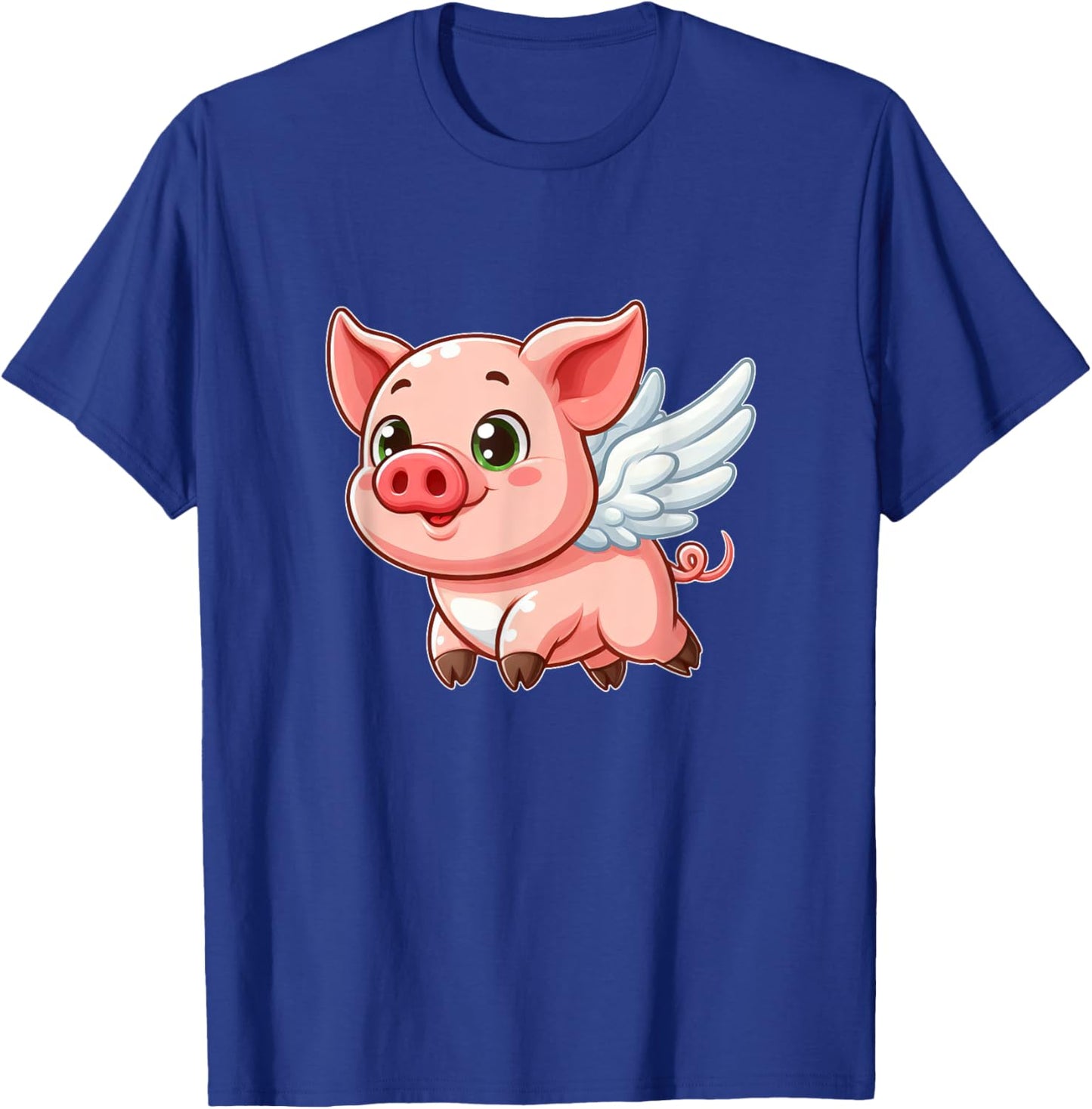 Cute Cartoon Pig Angel with Wings Halo Farmer T-Shirt - T-Shirt | Royal