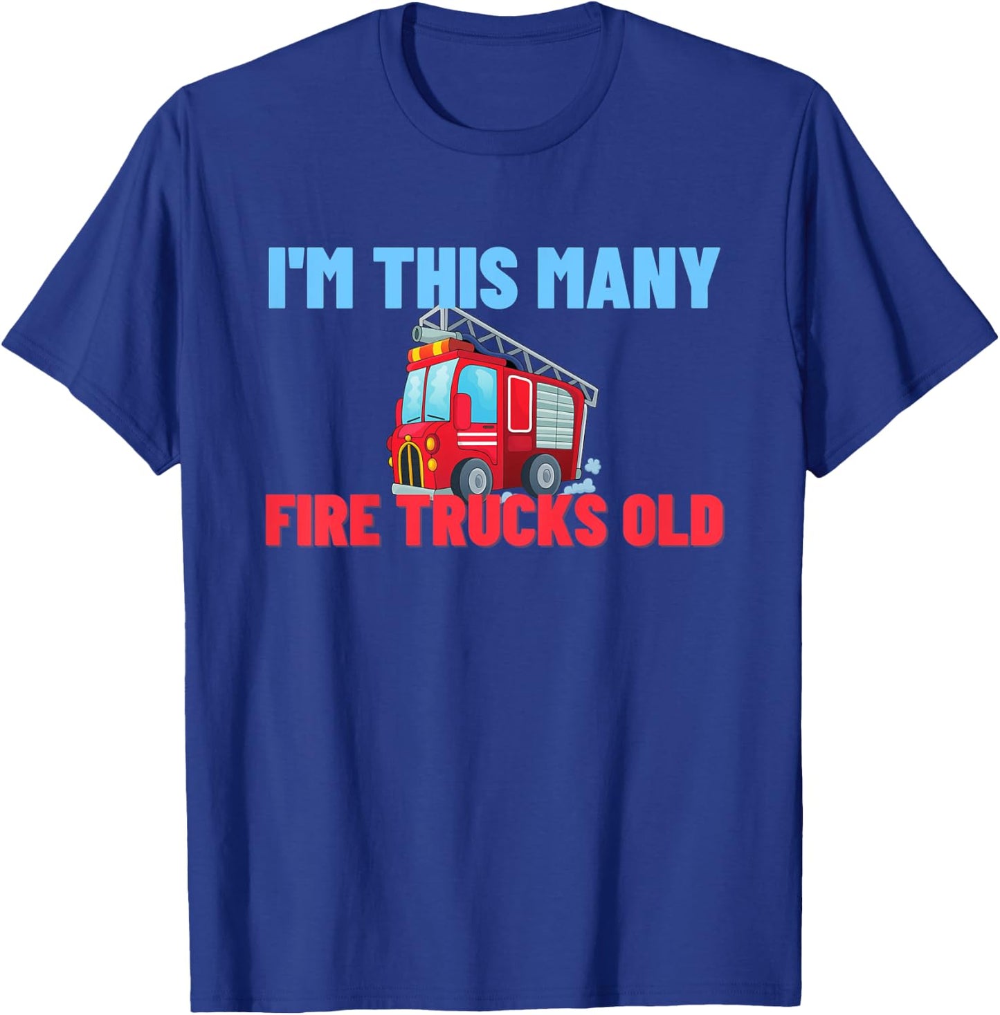 Kids Fire Truck 1st Birthday Gift Kids Boy Firefighter 1 Year T-Shirt - T-Shirt | Royal