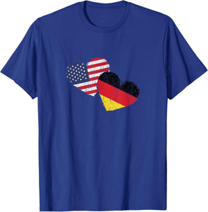 USA Germany Heart Country Flag German American T-Shirt - T-Shirt | Royal
