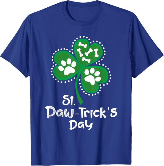 St Patrick's Day Gifts for Dog Lovers Paw Print Dog Owner Jersey T-Shirt - T-Shirt | Royal