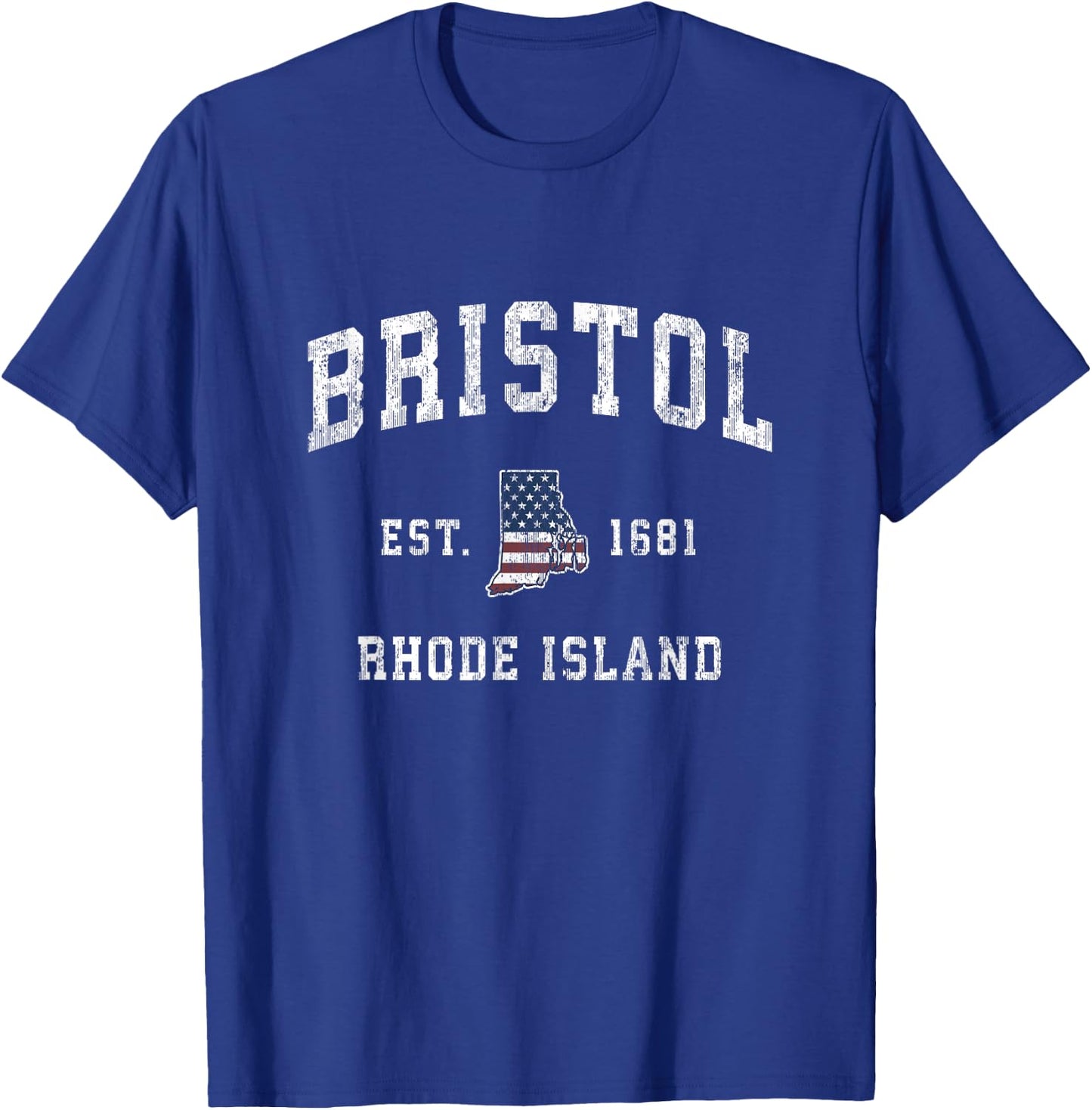 Bristol Rhode Island RI Vintage American Flag Sports Design T-Shirt - T-Shirt | Royal