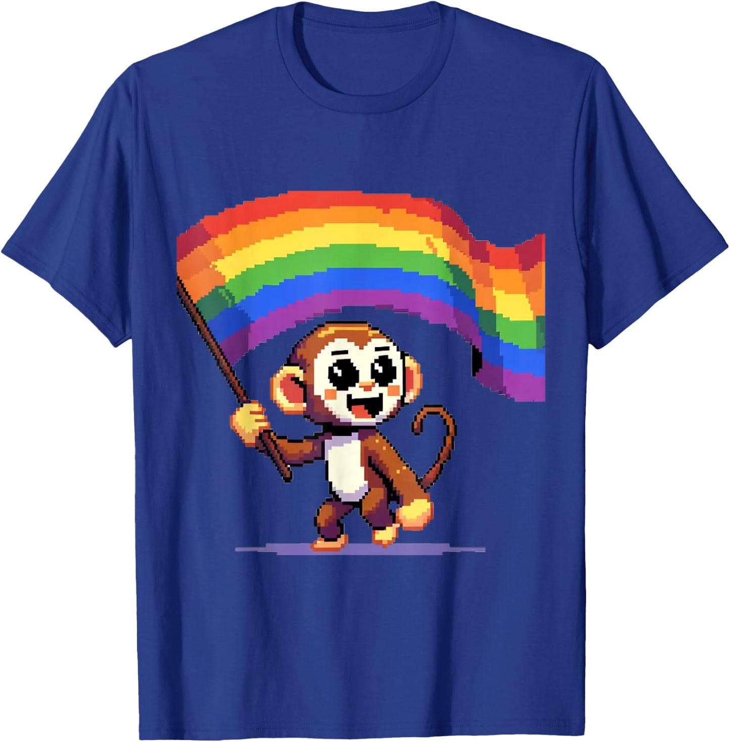 Pixel Monkey Rainbow Lesbian Gay CSD Pride Party Queer LGBT T-Shirt - T-Shirt | Royal
