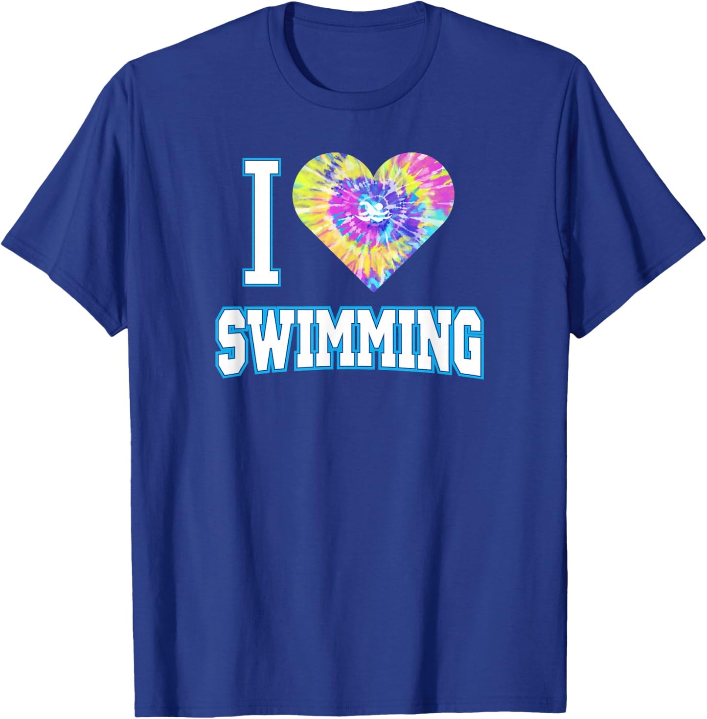 I Love Swimming Tie Dye Heart T-Shirt - T-Shirt | Royal