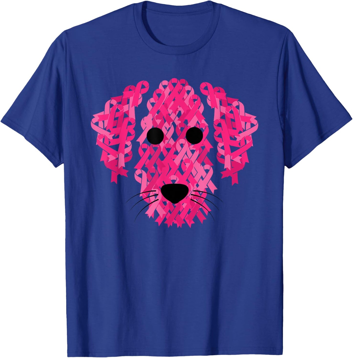 Pink Ribbon Dog Inspirational Breast Cancer Awareness Gift T-Shirt - T-Shirt | Royal