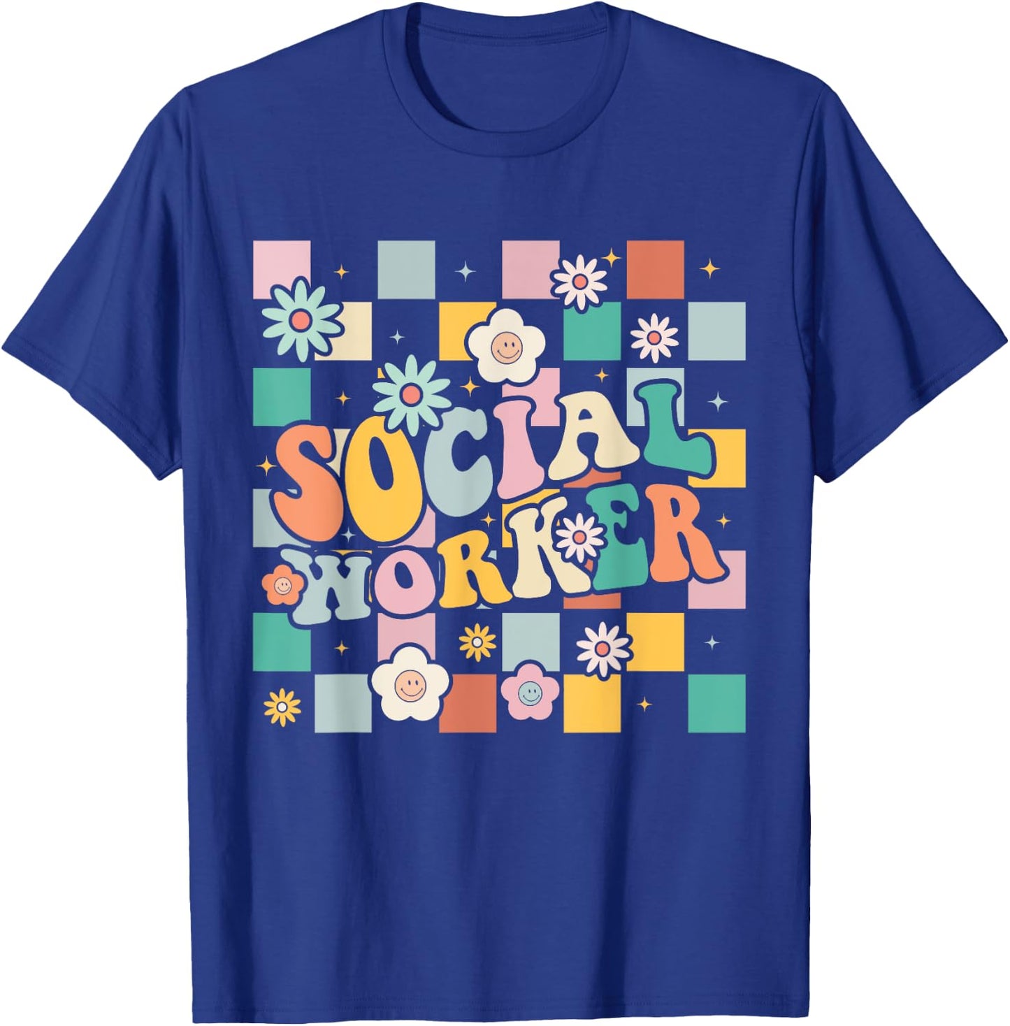 Social Worker Social Work Month Funny Work Love groovy T-Shirt - T-Shirt | Royal
