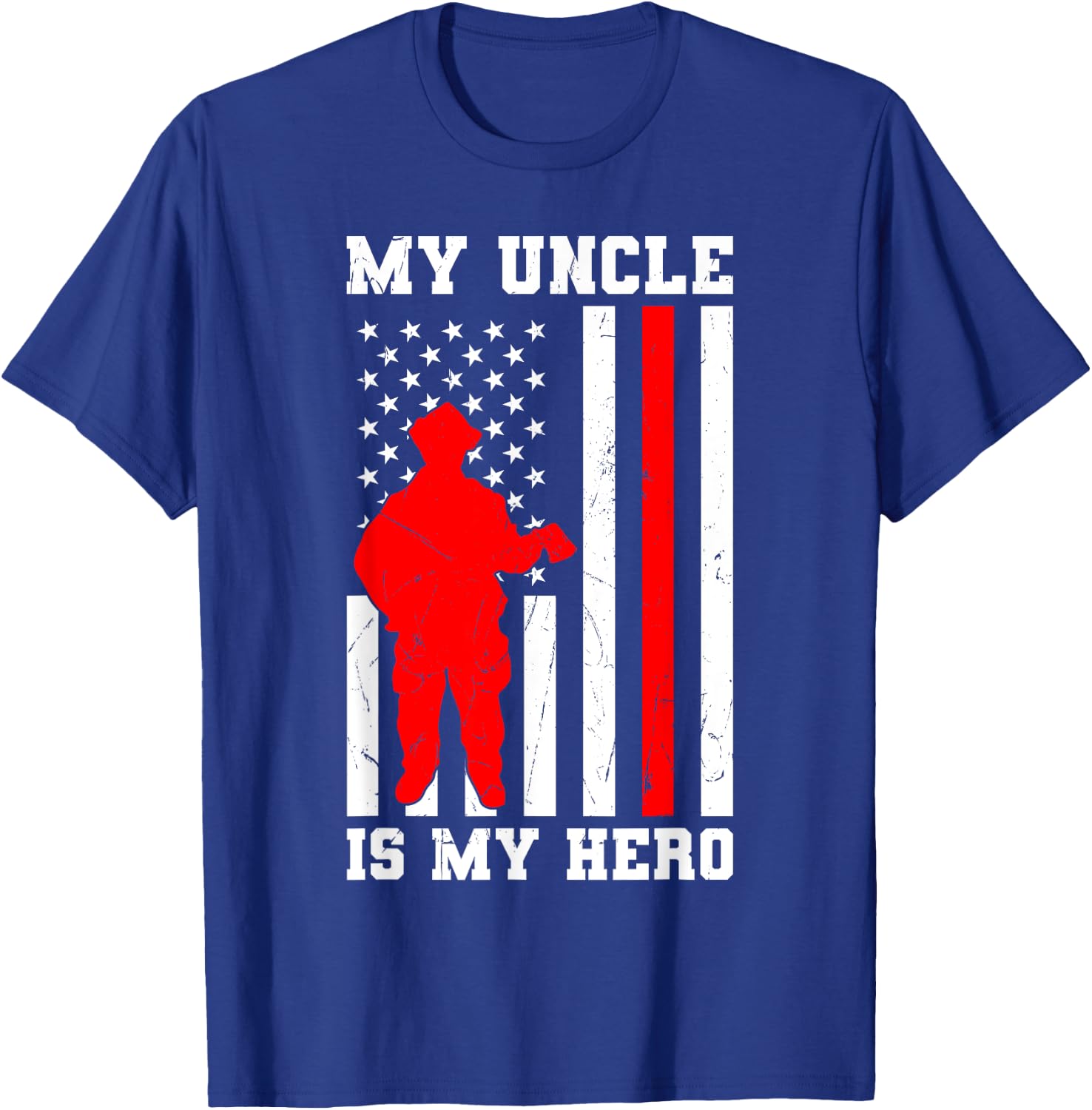 My Uncle is my Hero Firefighter Thin Red Line Flag T-Shirt - T-Shirt | Royal