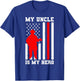My Uncle is my Hero Firefighter Thin Red Line Flag T-Shirt - T-Shirt | Royal