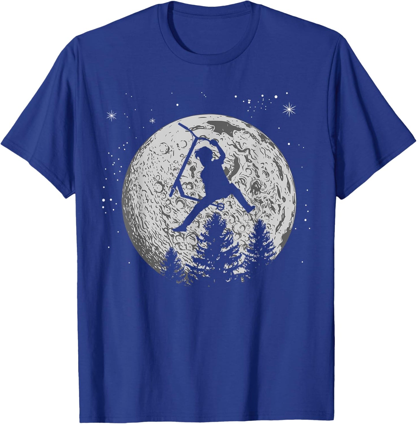 Scooter Stunt Retro Style Moon Scooter Gifts T-Shirt - T-Shirt | Royal