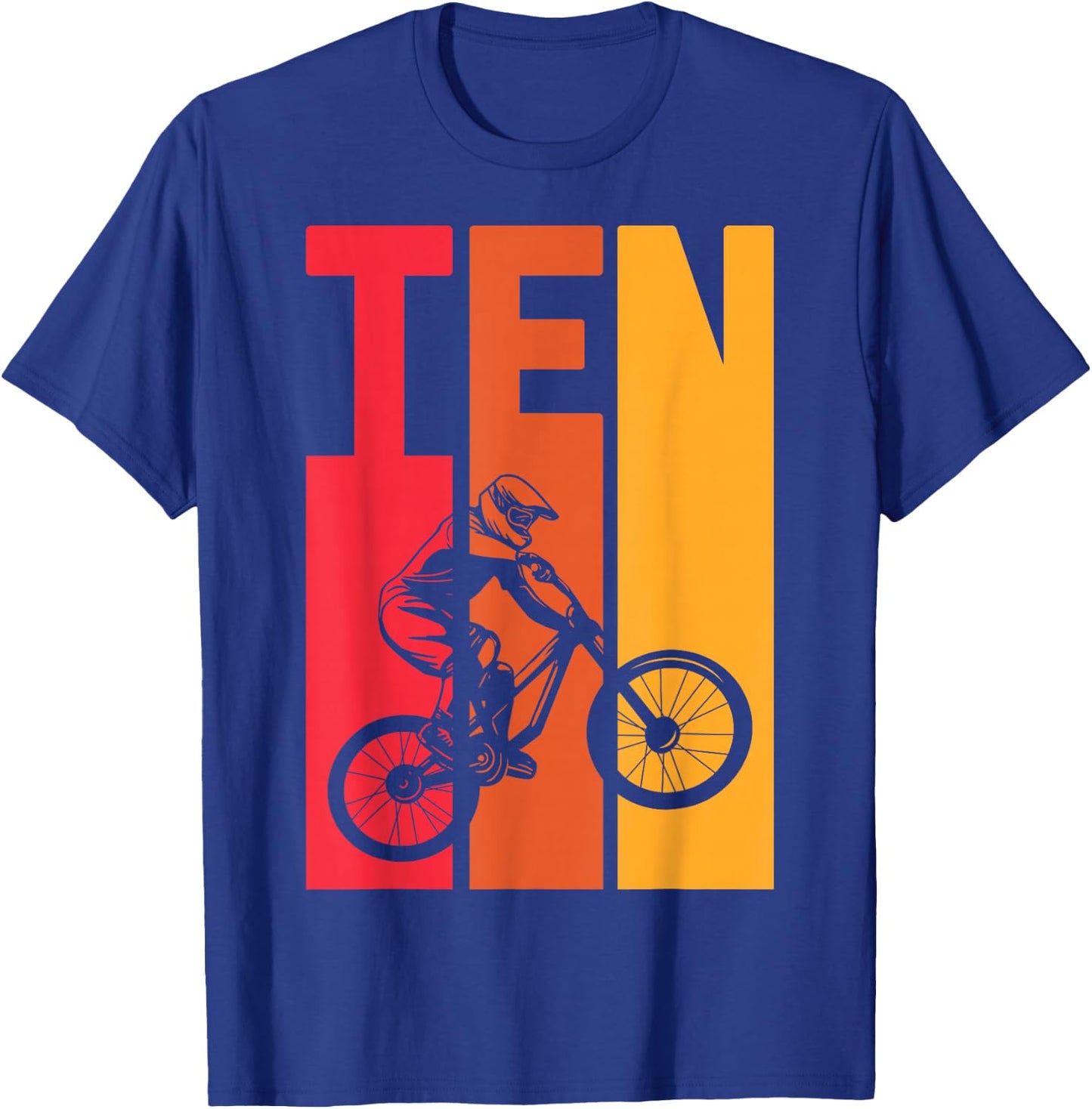 10 Year Old MTB Birthday Party Boys Downhill Mountainbike T-Shirt - T-Shirt | Royal
