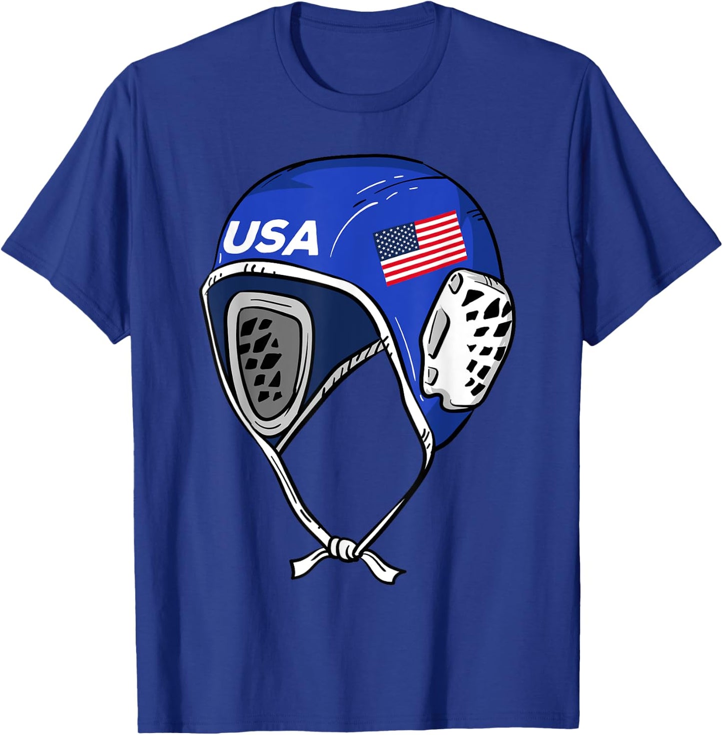 Water Polo Cap Patriotic Player American Flag Swimmer Fan T-Shirt - T-Shirt | Royal