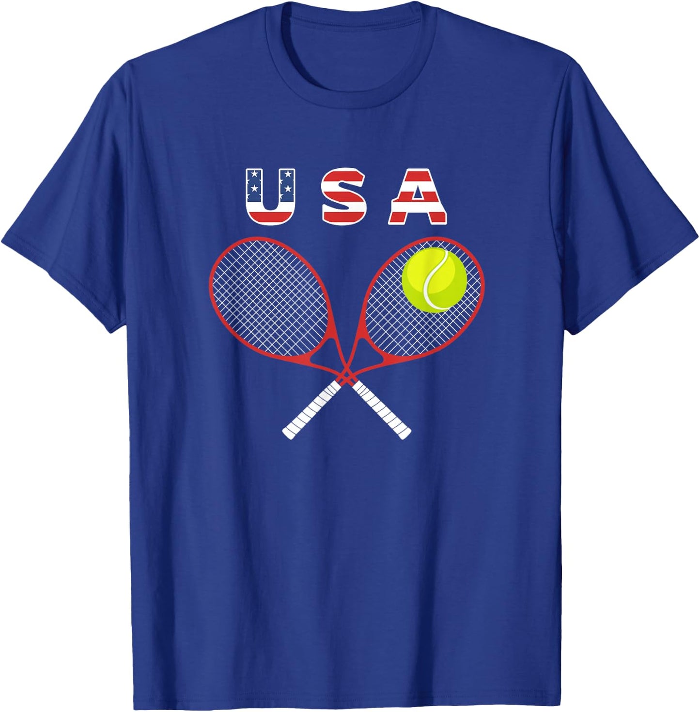 Tennis American Flag / USA Fans Support Racket Ball T-Shirt - T-Shirt | Royal