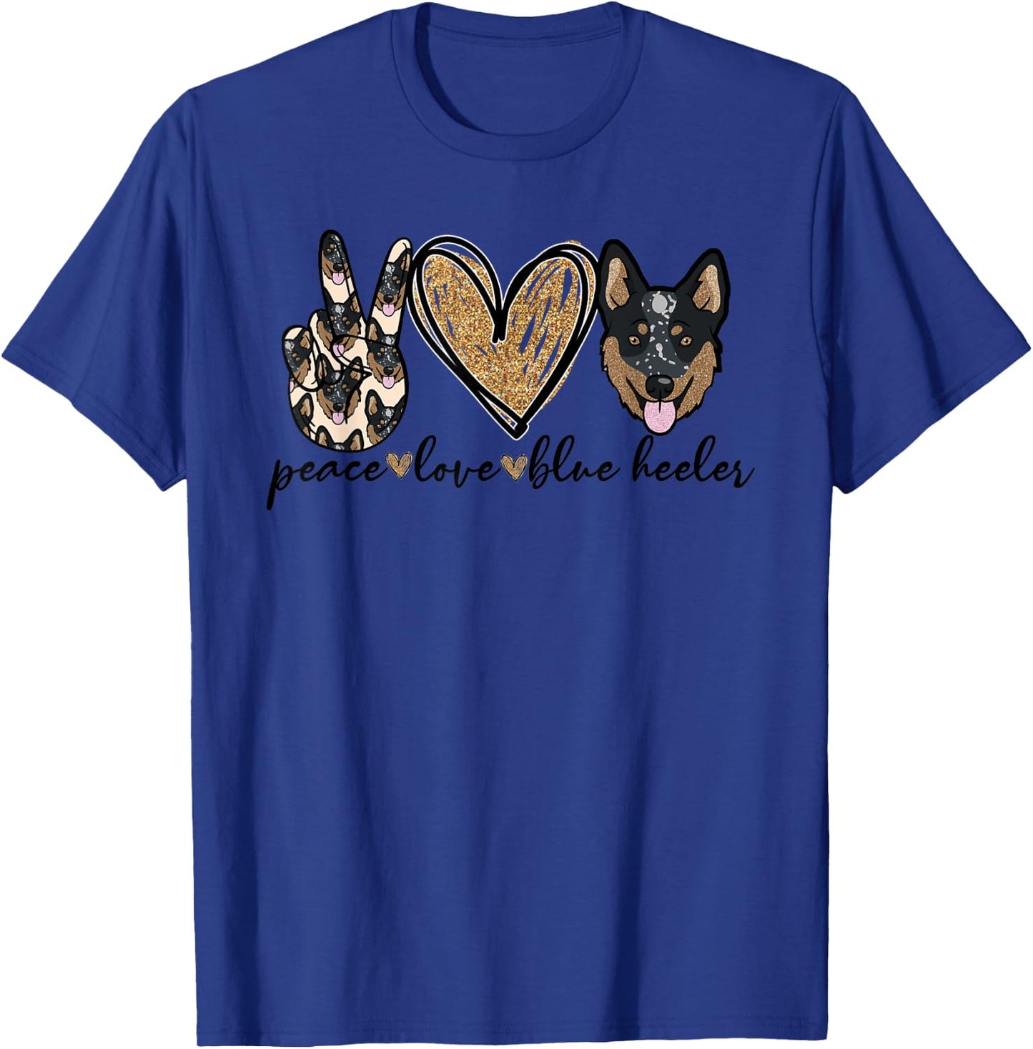Peace Love Blue Heeler T-Shirt - T-Shirt | Royal