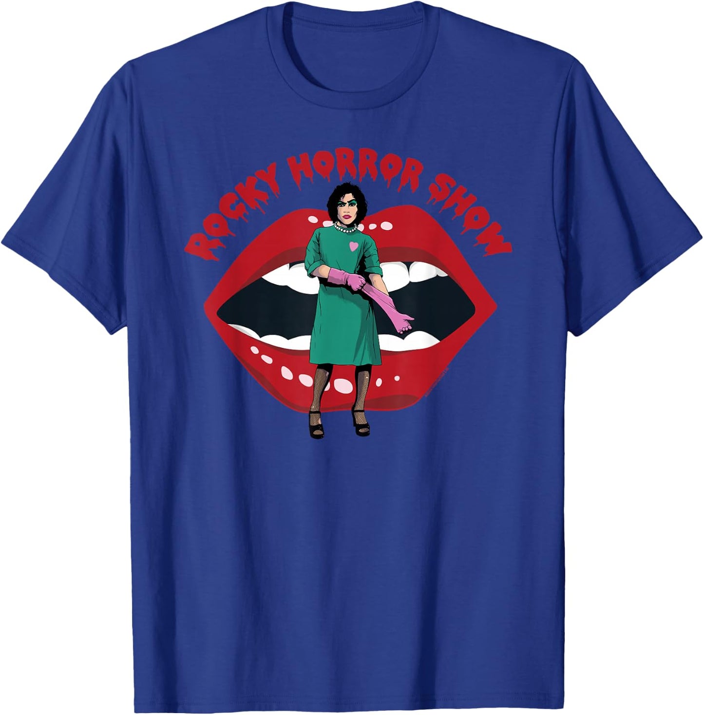 Rocky Horror Show Dr Frank N Furter Gloves Mouth Logo T-Shirt - T-Shirt | Royal