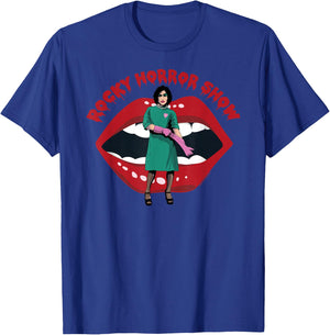 Rocky Horror Show Dr Frank N Furter Gloves Mouth Logo T-Shirt - T-Shirt | Royal