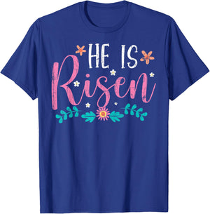 He Is Risen Easter Design Christian Funny Graphic T-Shirt - T-Shirt | Royal