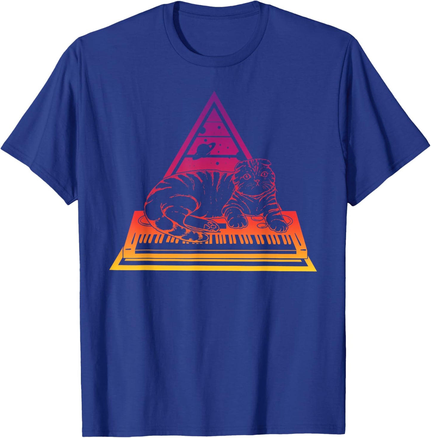 Techno Synth Analogue Cat Synthesiser Men Women T-Shirt - T-Shirt | Royal