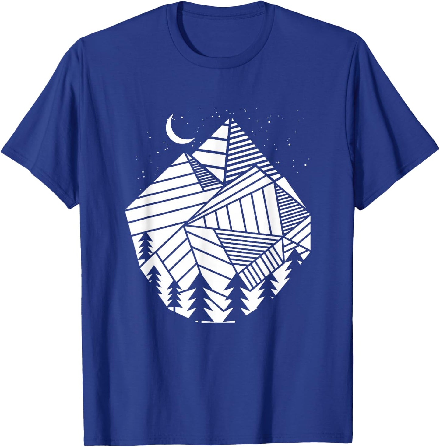 Hiking Polygon Mountains Trees - Geometric Shapes Hike Hiker T-Shirt - T-Shirt | Royal
