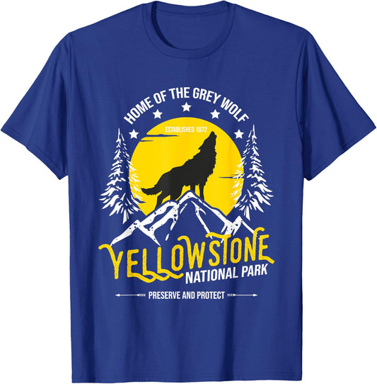 Yellowstone National Park Grey Wolf - Hiking & Camping Lover T-Shirt - T-Shirt | Royal