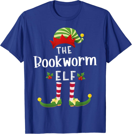 Bookworm Christmas Elf Matching Pajama X-Mas Party T-Shirt - T-Shirt | Royal