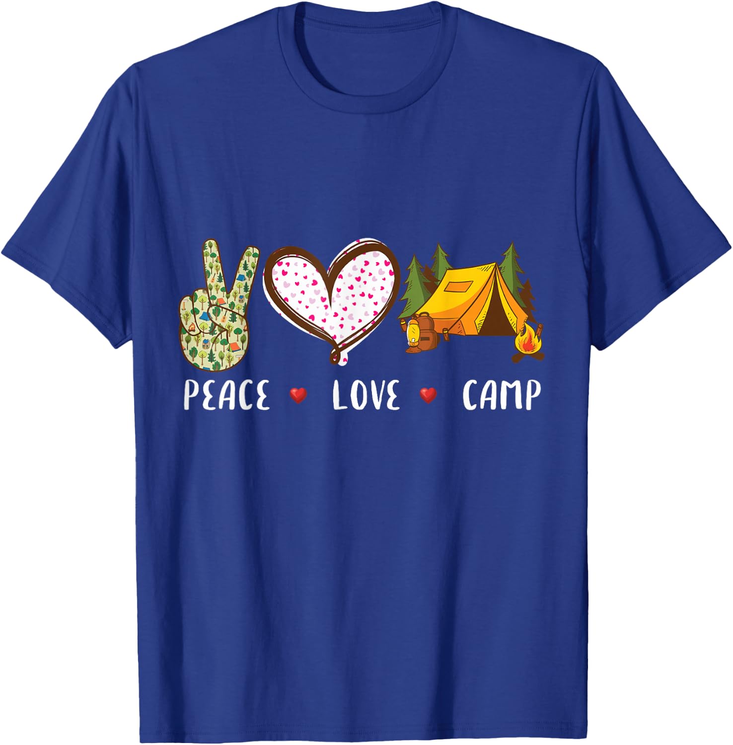 Peace love camp gift women kids camping campers T-Shirt - T-Shirt | Royal