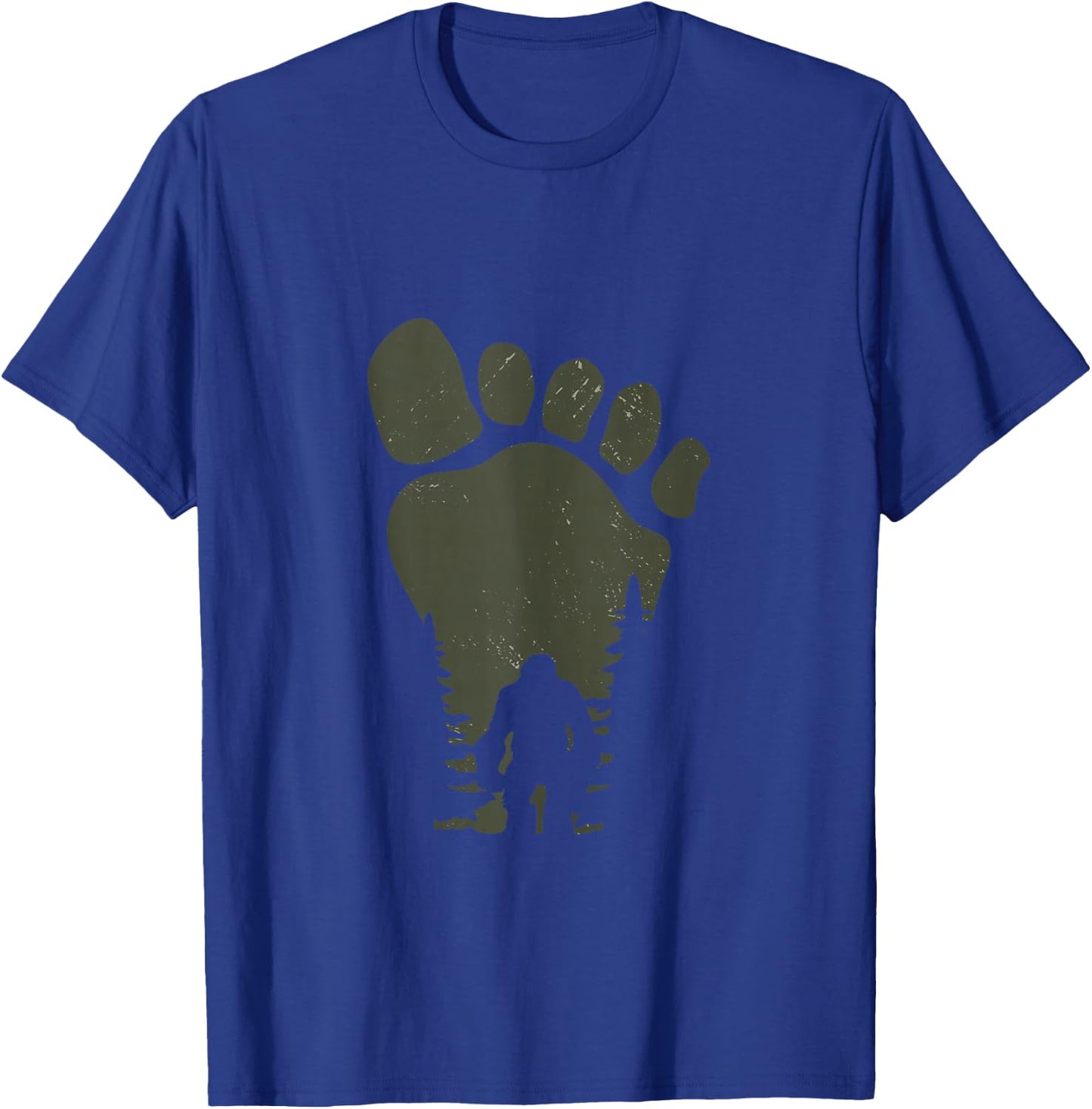 Sasquatch Or Bigfoot In The Forest Footprint T-Shirt - T-Shirt | Royal