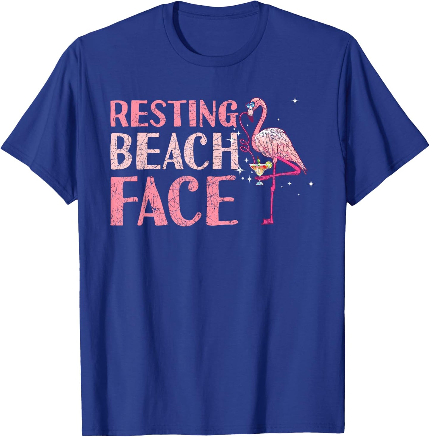 Resting Beach Face Flamingo T-Shirt - T-Shirt | Royal