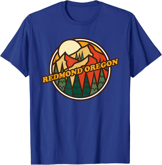 Vintage Redmond, Oregon Mountain Hiking Souvenir Print T-Shirt - T-Shirt | Royal