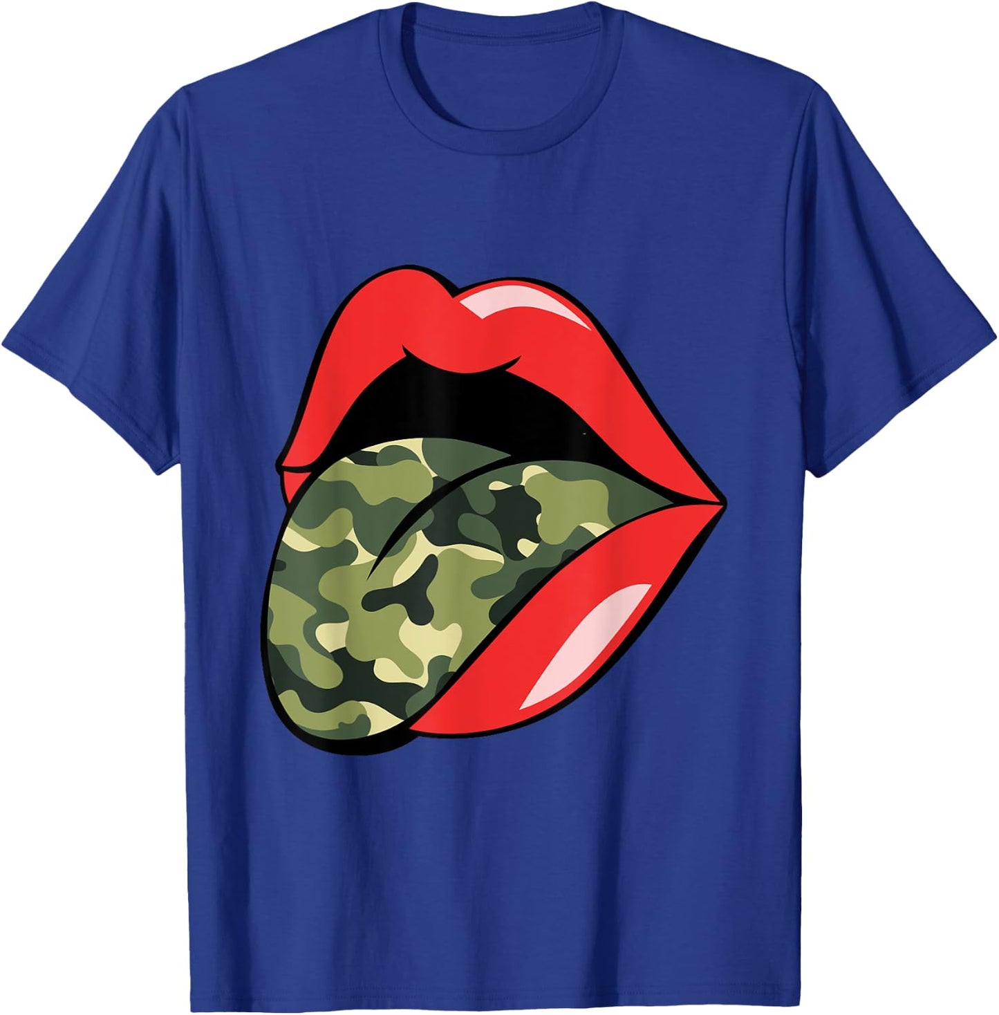 Red Lips Tongue Camouflage Military Trendy Grunge Funny T-Shirt - T-Shirt | Royal