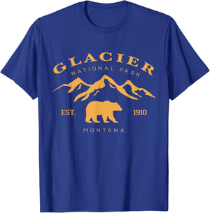 Retro Vintage Glacier National Park for kids Hiking Camping T-Shirt - T-Shirt | Royal