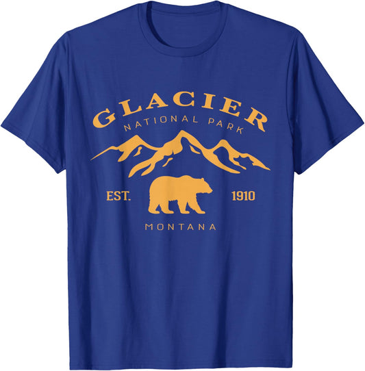 Retro Vintage Glacier National Park for kids Hiking Camping T-Shirt - T-Shirt | Royal