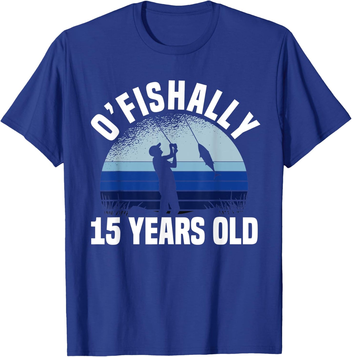 Ofishally 15 Years Old Fisherman 15th Birthday Fishing T-Shirt - T-Shirt | Royal
