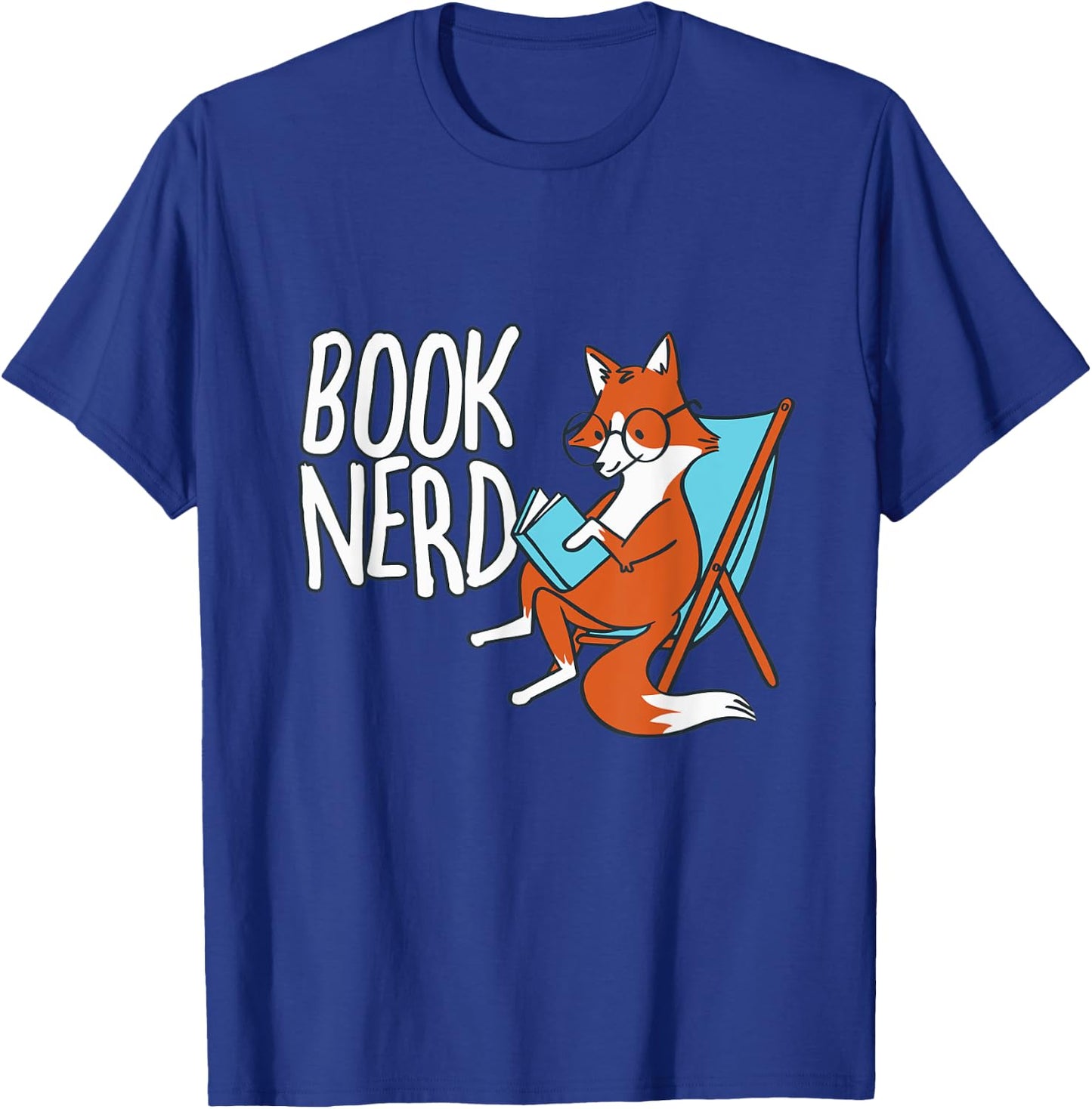Fox Book Reading Retro Nerd Funny Librarian Boys Girls Kids T-Shirt - T-Shirt | Royal