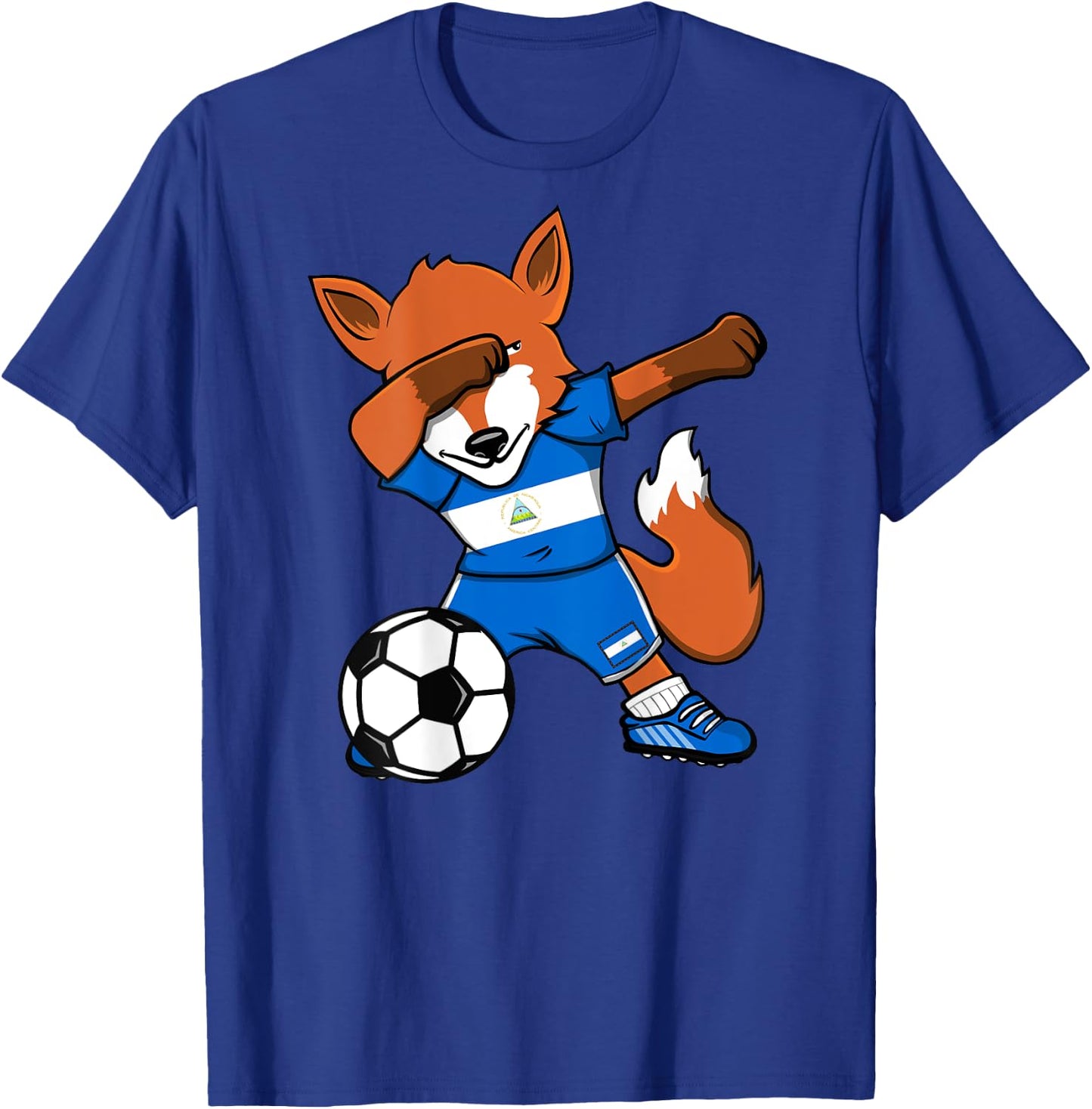Dabbing Fox Nicaragua Soccer Fans Jersey Nicaragua Football T-Shirt - T-Shirt | Royal