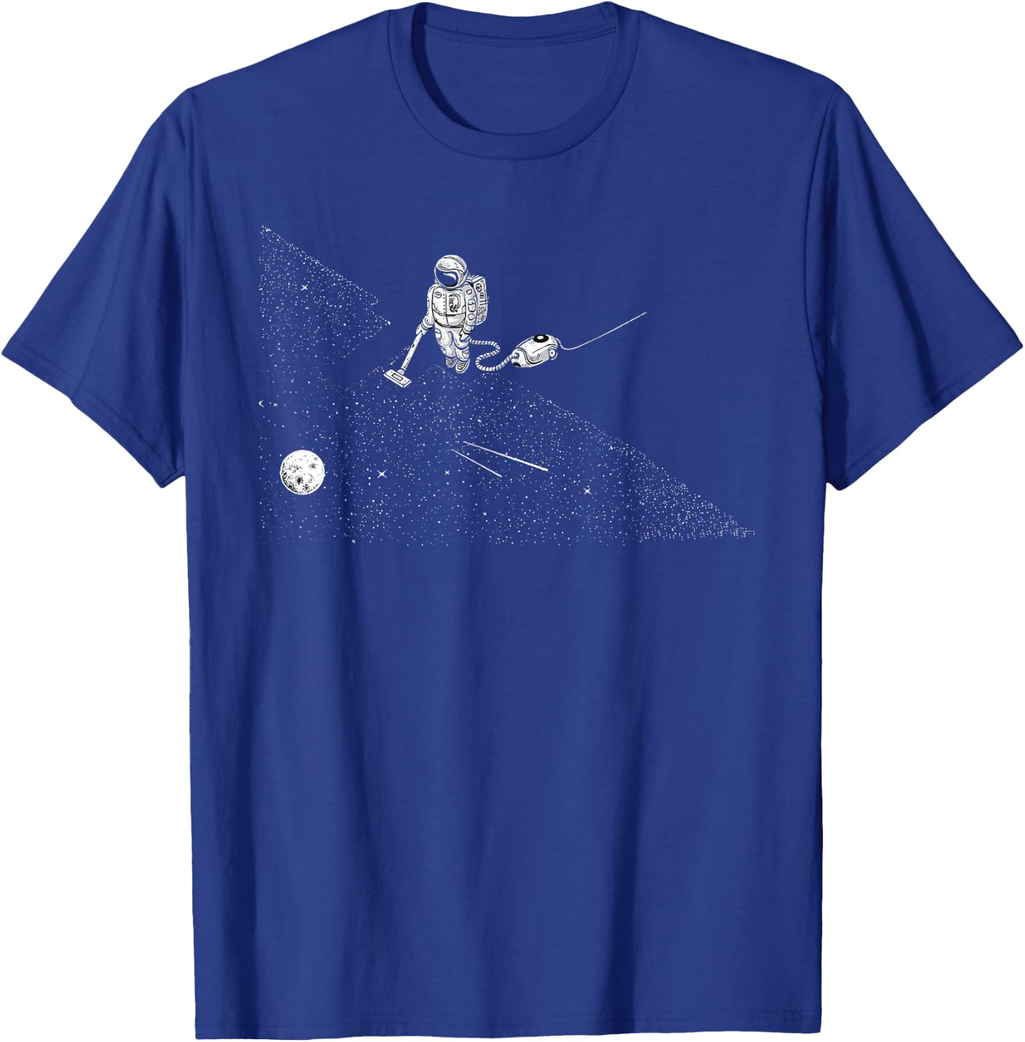 Astronaut Vacuuming Stars Funny Galaxy And Stars T-Shirt - T-Shirt | Royal