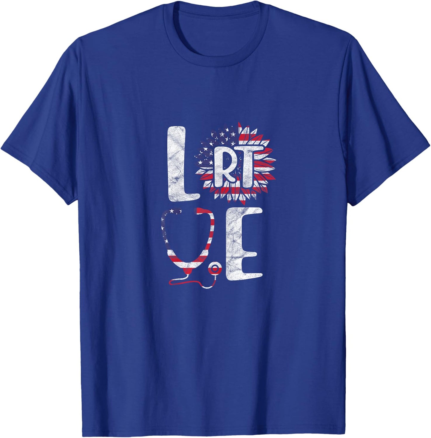 Love RT Respiratory Therapist 4th of July Patriotic Nurse Women T-Shirt - T-Shirt | Royal