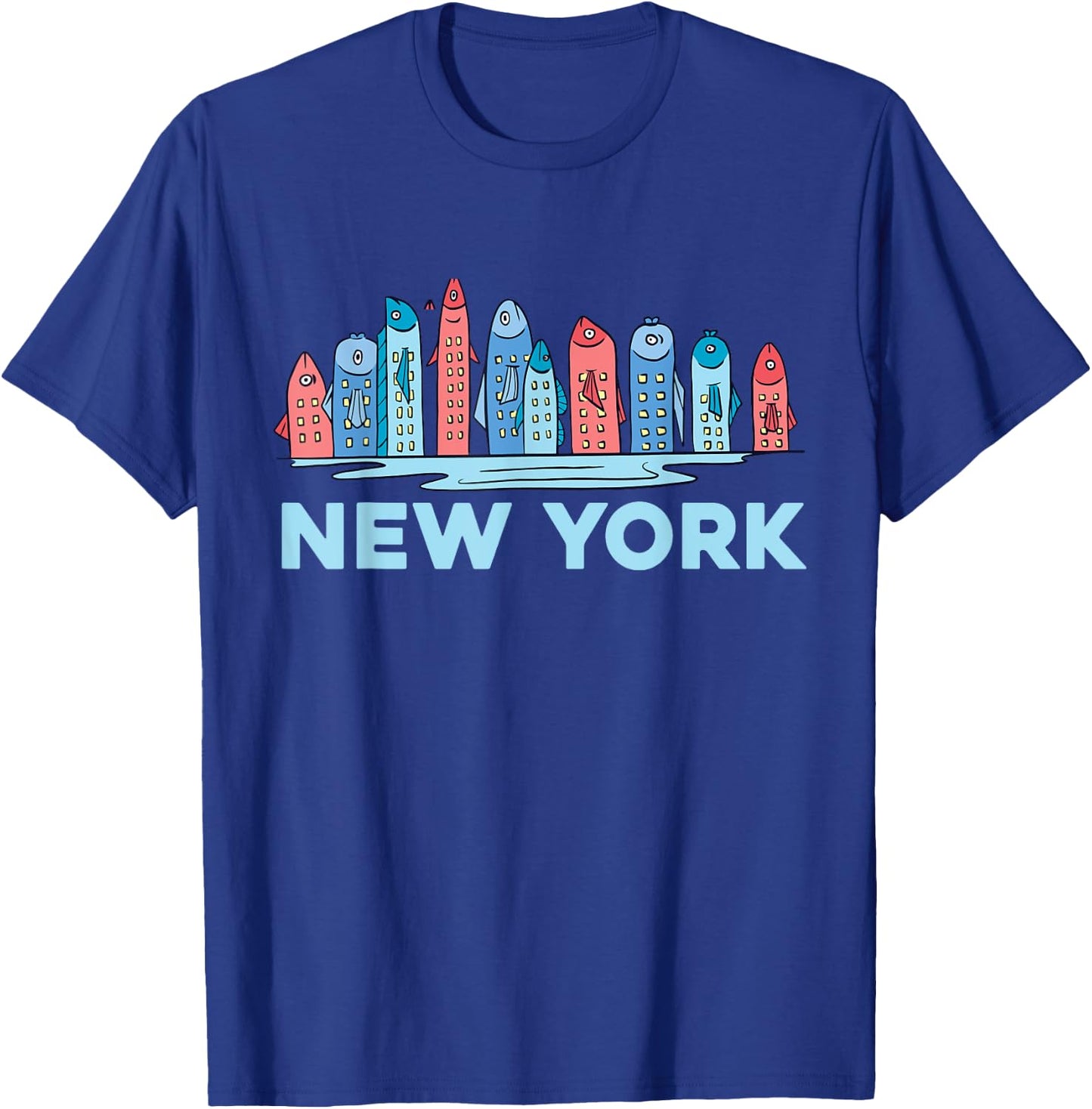 New York City NY NYC Fish Skyline Funny Fishing Pride Gift T-Shirt - T-Shirt | Royal