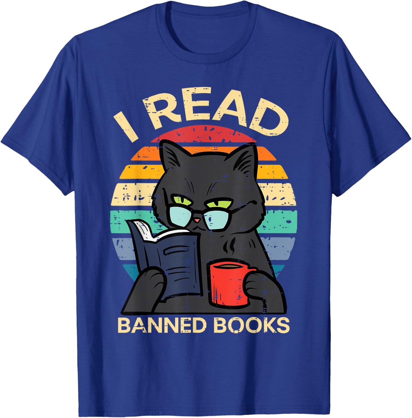 Black Cat Banned Books Funny Read Reading Librarian Women T-Shirt - T-Shirt | Royal