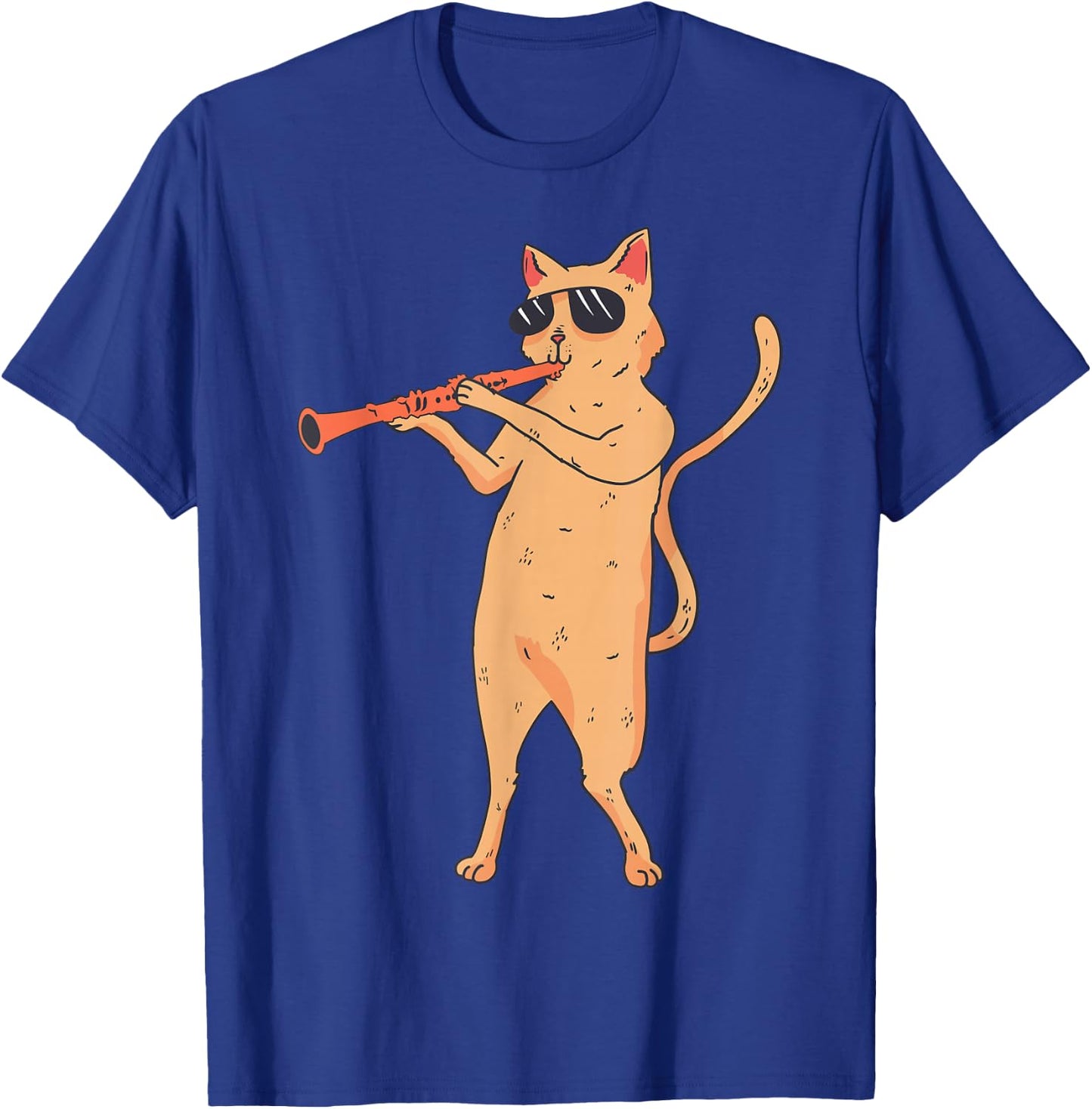 Cat Playing The Clarinet Gift kitty lover T-Shirt - T-Shirt | Royal