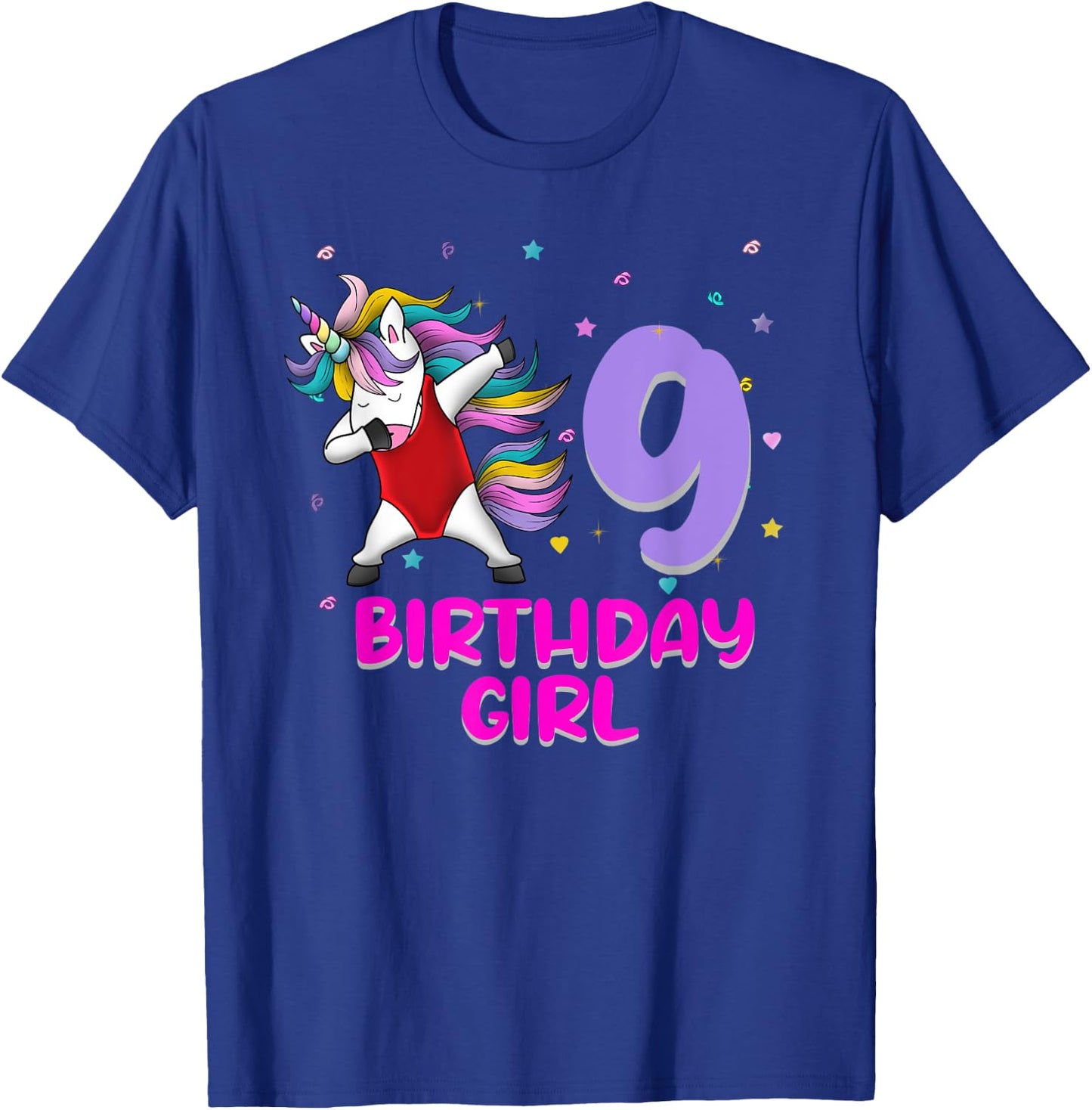Unicorn Swimsuit 9th Birthday Girl Love Funny 9 Years Old T-Shirt - T-Shirt | Royal