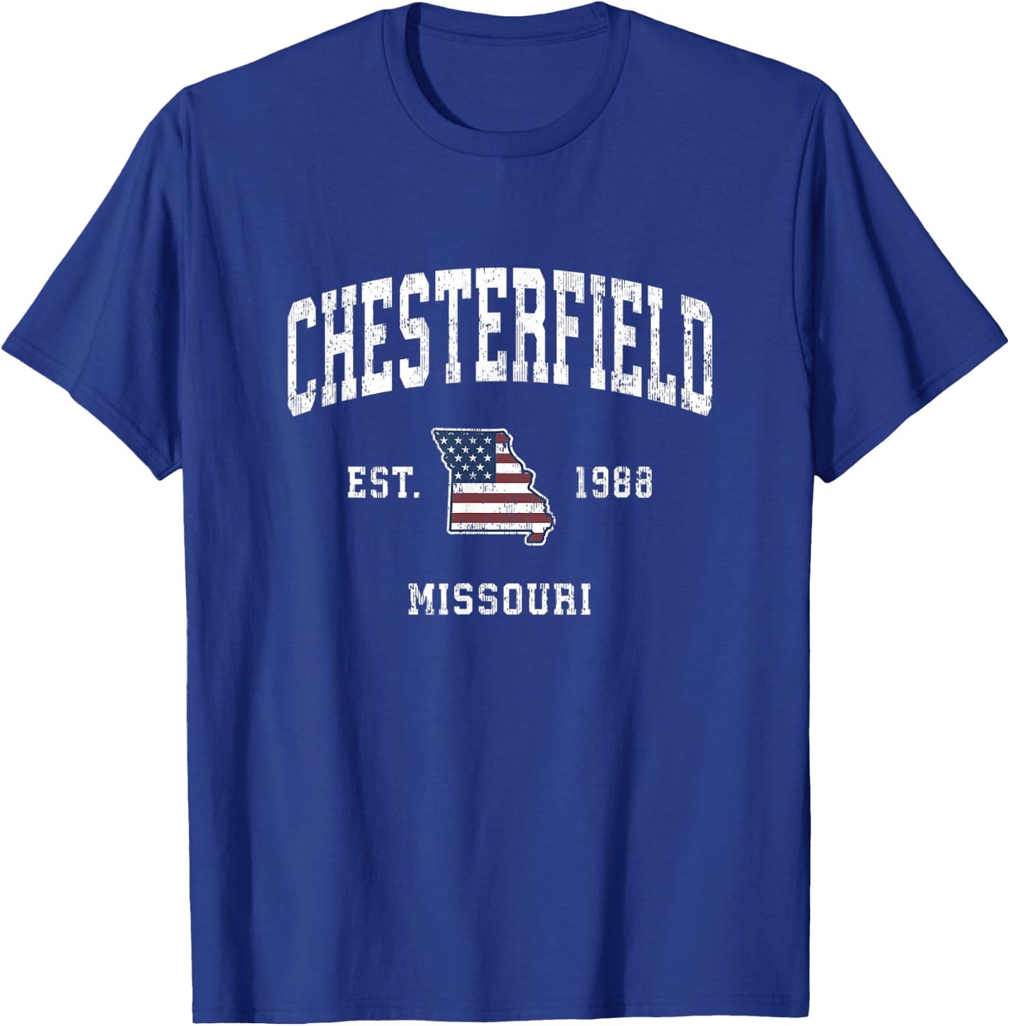 Chesterfield Missouri MO Vintage American Flag Sports Design T-Shirt - T-Shirt | Royal