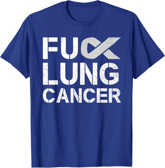 Fuck Lung Cancer Awareness Month Support Ribbon Warrior T-Shirt - T-Shirt | Royal