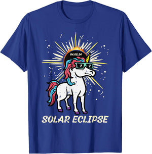 Unicorn Solar Eclipse 2024 Totality April 8 Women Men Kids T-Shirt - T-Shirt | Royal