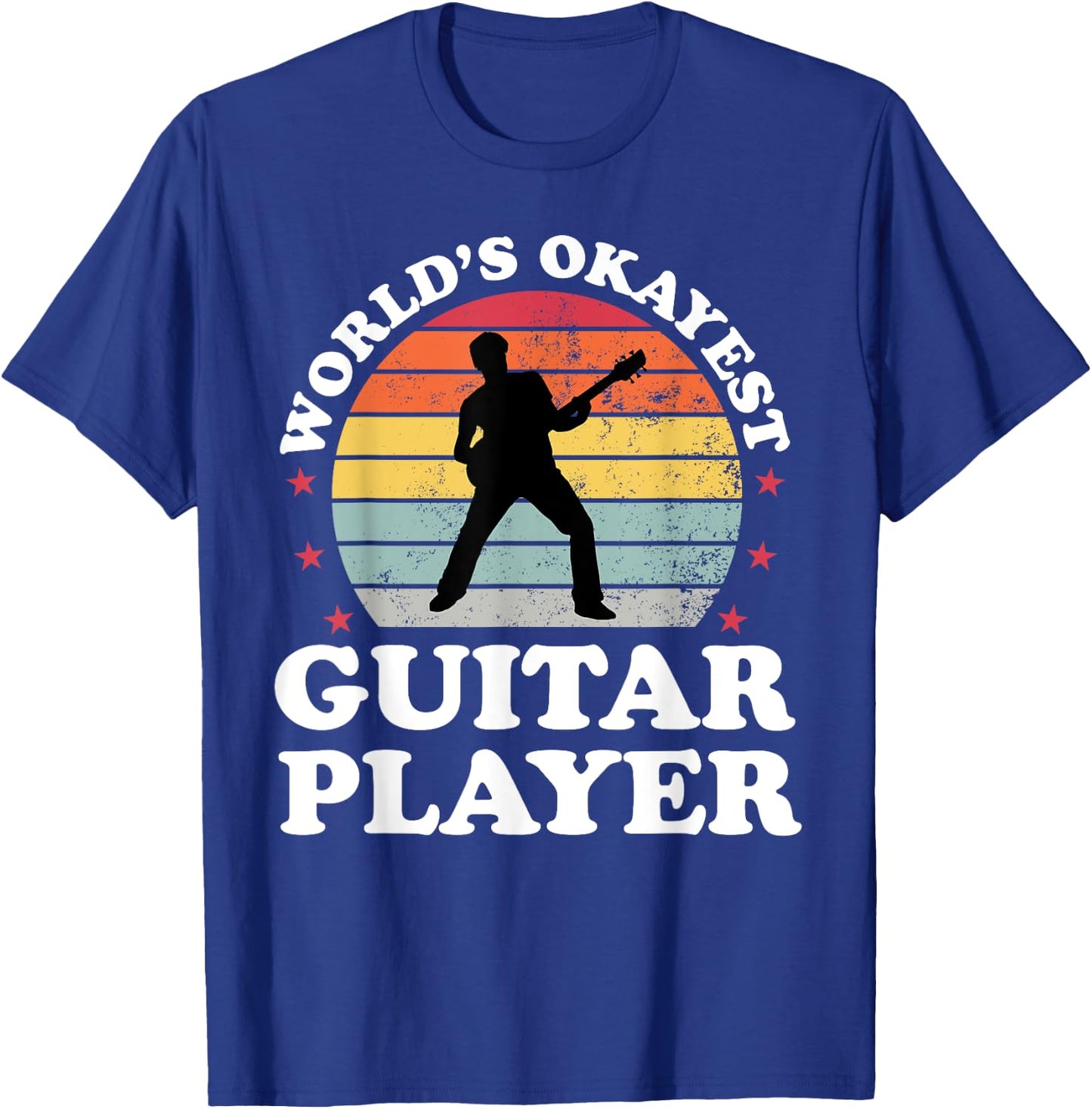 Retro Worlds Okayest Guitar Player Guitarist Funny Musician T-Shirt - T-Shirt | Royal