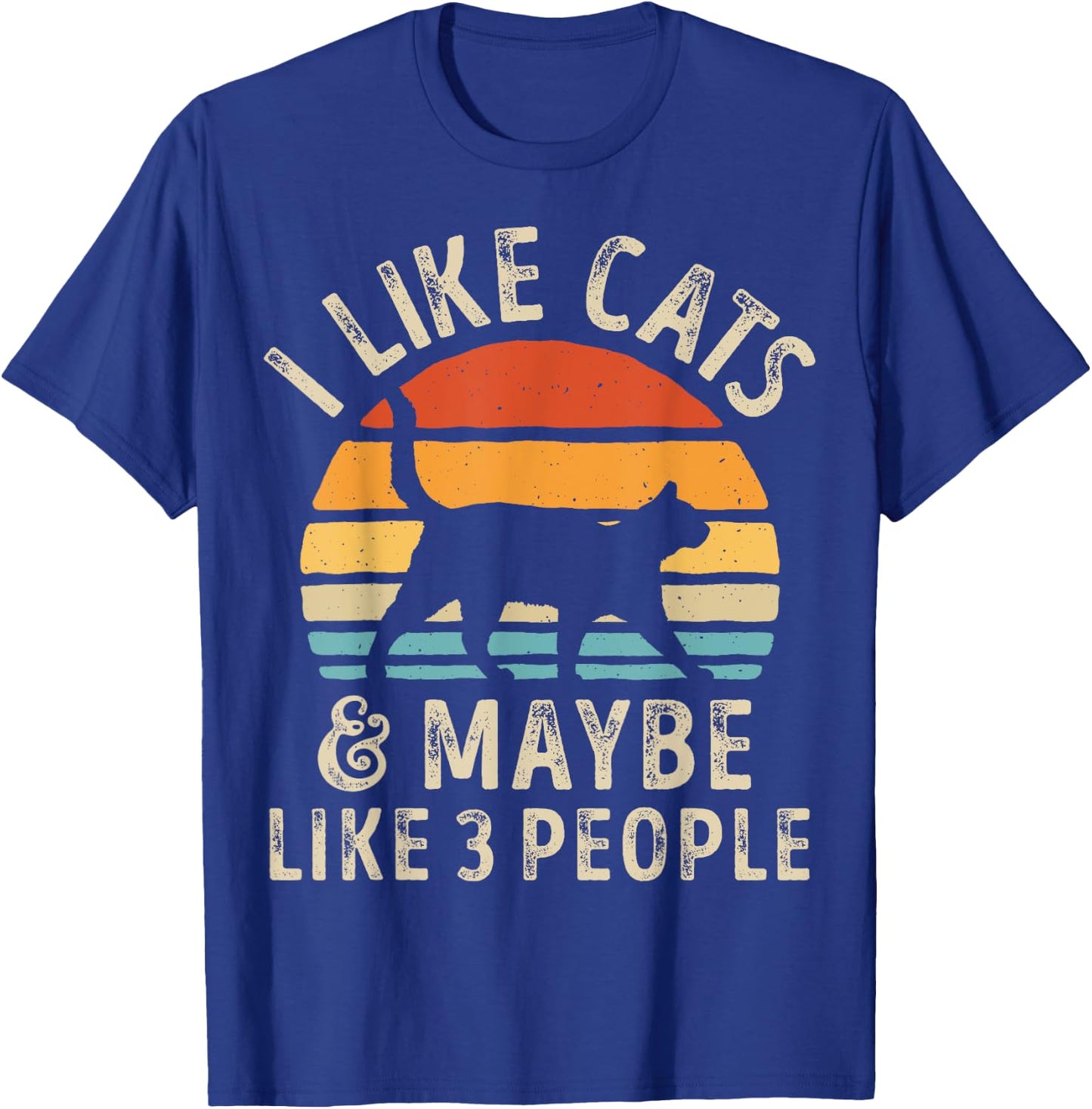 I Like Cats And Maybe Like 3 People Cat Retro Men T-Shirt - T-Shirt | Royal