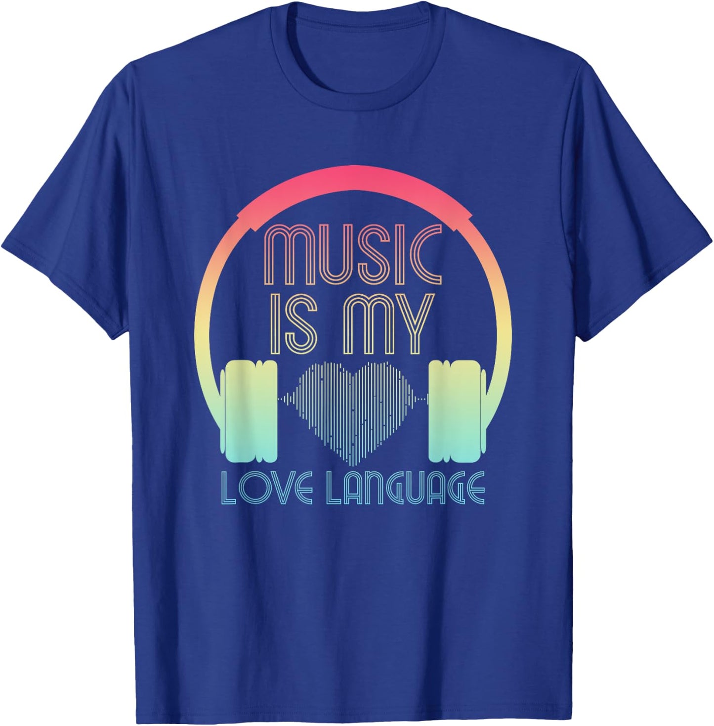 Music is my Love Language Cute Heart Waves for Music Lover T-Shirt - T-Shirt | Royal