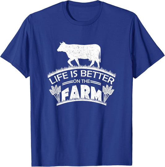 Life Is Better On The Farm Cute Ranching Farming Gift Quote T-Shirt - T-Shirt | Royal