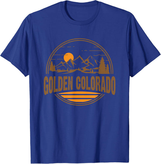 Vintage Golden, Colorado Mountain Hiking Souvenir Print T-Shirt - T-Shirt | Royal